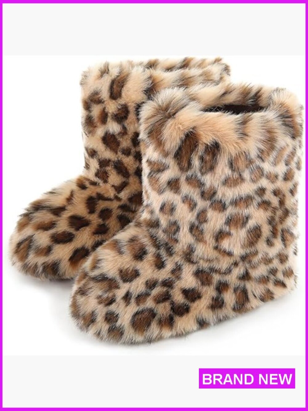 Faux Fur Snow Boots Fluffy Mid-Calf Winter Shoes Cozy Warm Fuzzy Boots